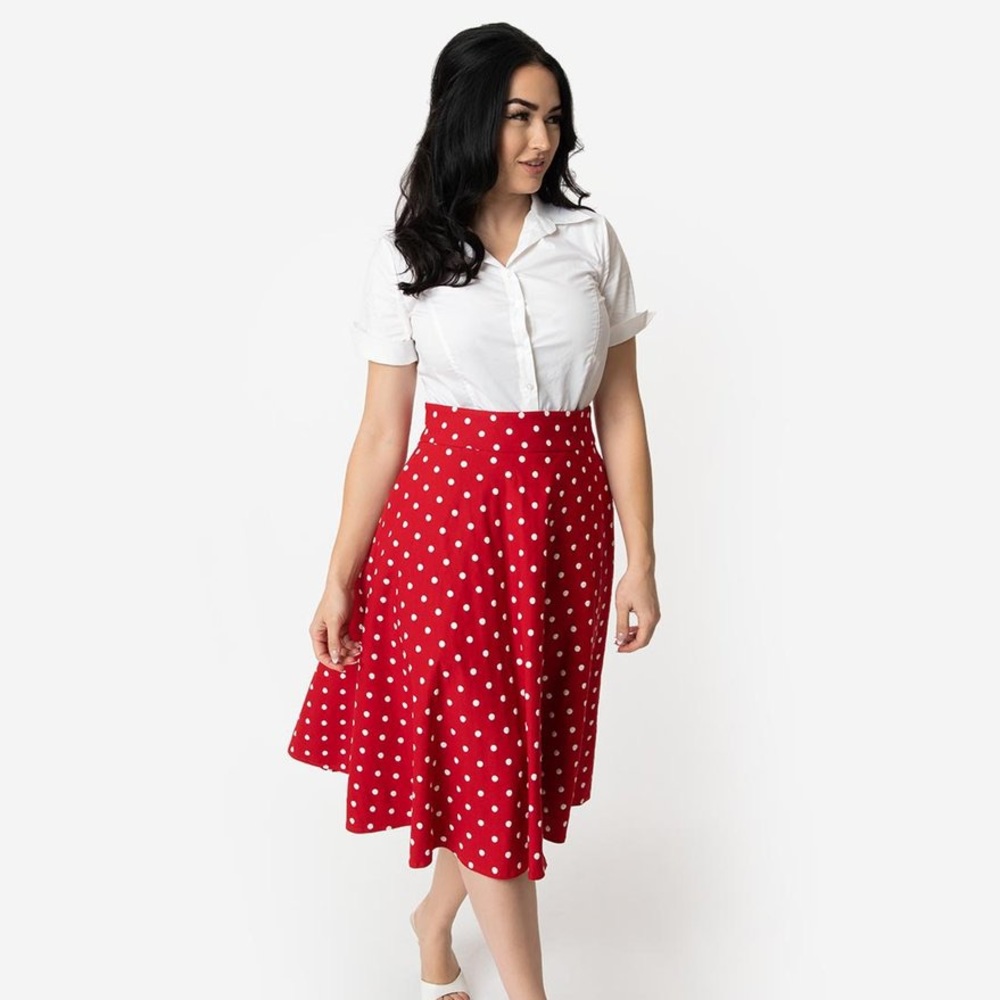 Red/white polka dot circle skirt